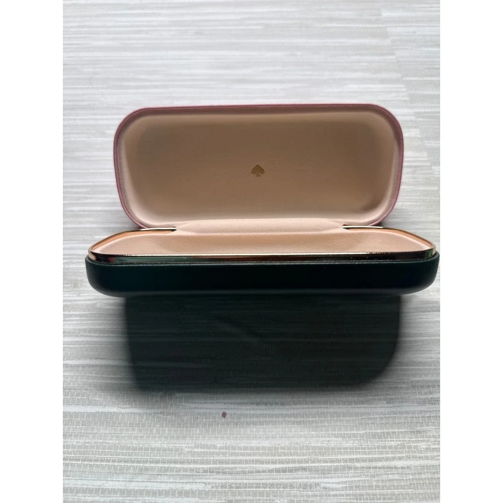 Kate Spade Pink Green Hard Clamshell Eyeglass Case So Happy To See You